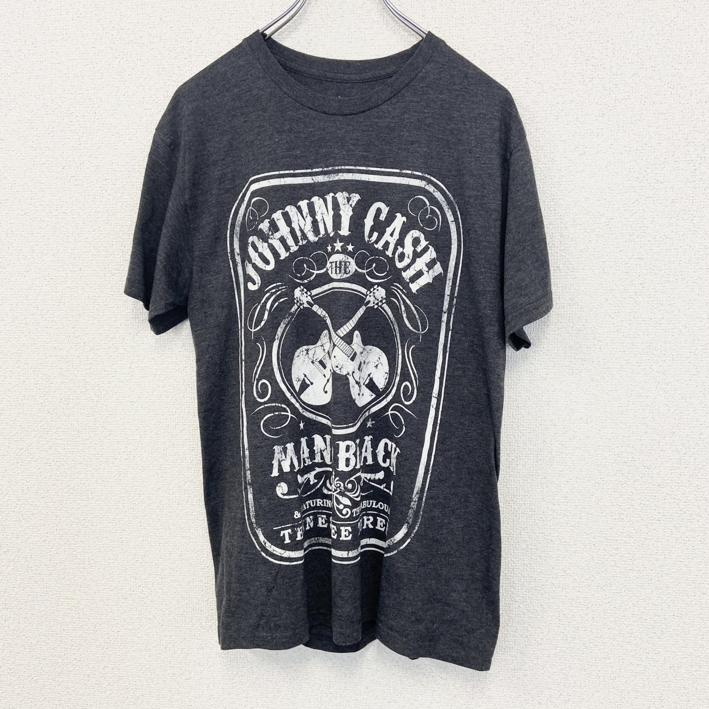 古着 used　Johnny cash ジョニーキャッシュ　半袖バンドプリントtシャツ　グレー　クルーネック　メキシコ製　Mサイズ