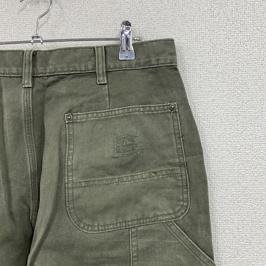 ノーブランド　ダブルニーペインターパンツ　ダックパンツ　ジップフライ　カーキ