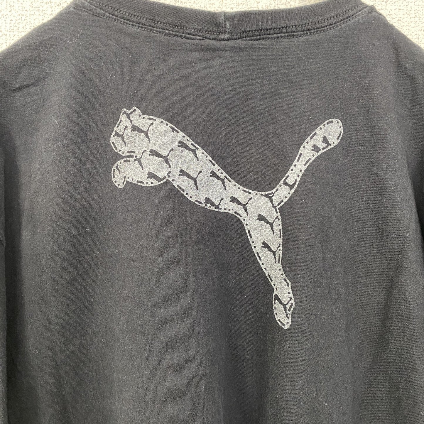 古着 used　puma　プーマ　半袖プリントTシャツ　レトロデザイン　クルーネック　スポーツ　野球　68　黒　ブラック