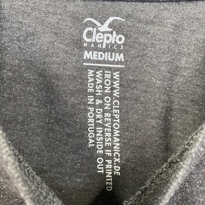 古着 used　CleptoMANICX　半袖プリントTシャツ　DJ MAD　レトロデザイン　クルーネック　カーキー　Mサイズ