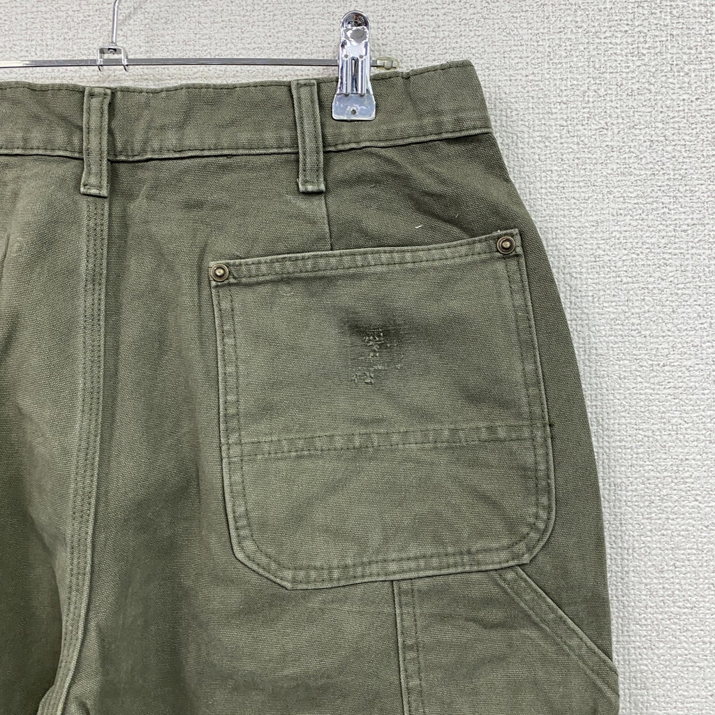ノーブランド　ダブルニーペインターパンツ　ダックパンツ　ジップフライ　カーキ
