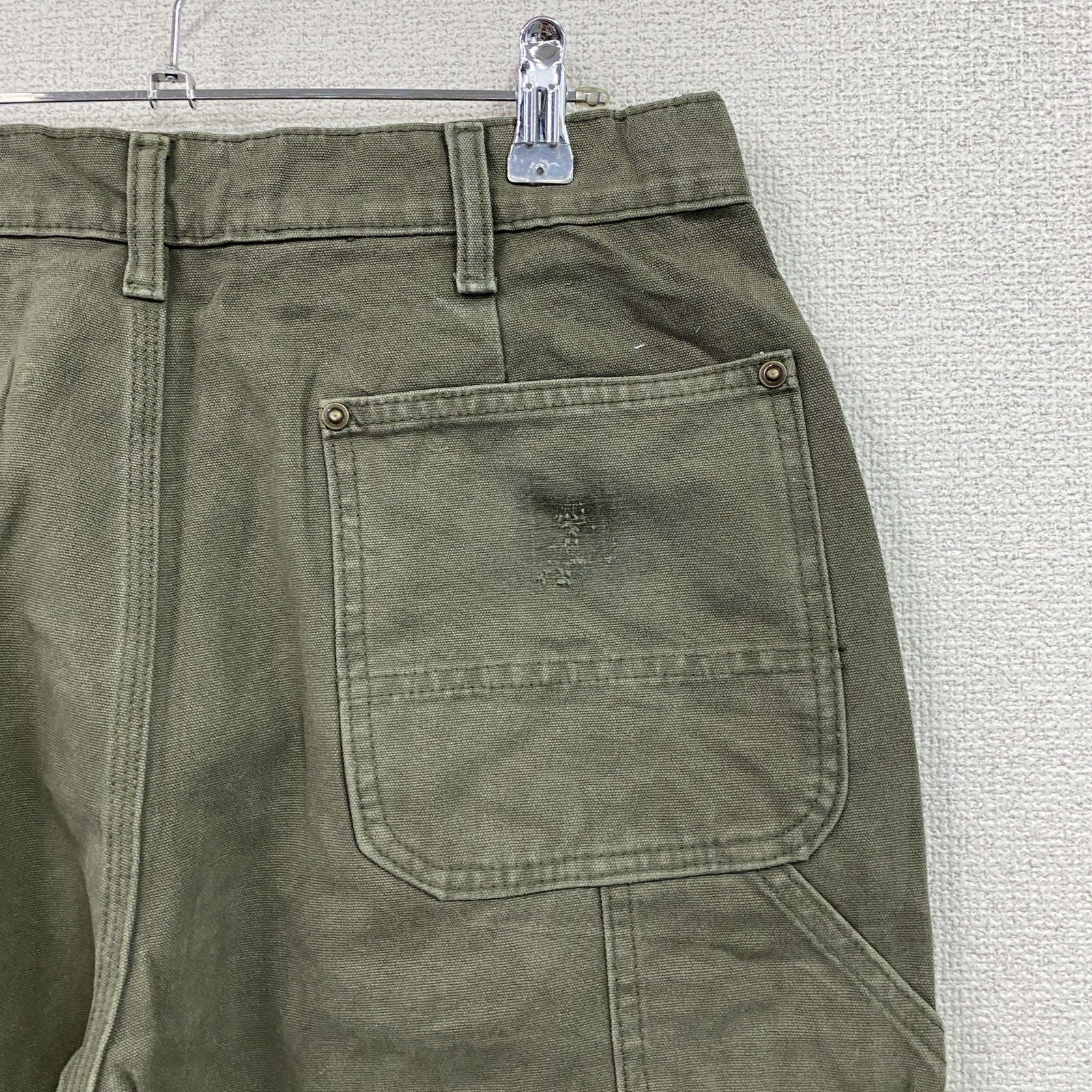 ノーブランド　ダブルニーペインターパンツ　ダックパンツ　ジップフライ　カーキ