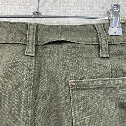 ノーブランド　ダブルニーペインターパンツ　ダックパンツ　ジップフライ　カーキ