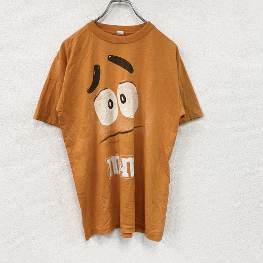 M&M's　エムアンドエムズ　半袖プリントキャラクターTシャツ　ビッグデザイン　クルーネック　橙色　オレンジ
