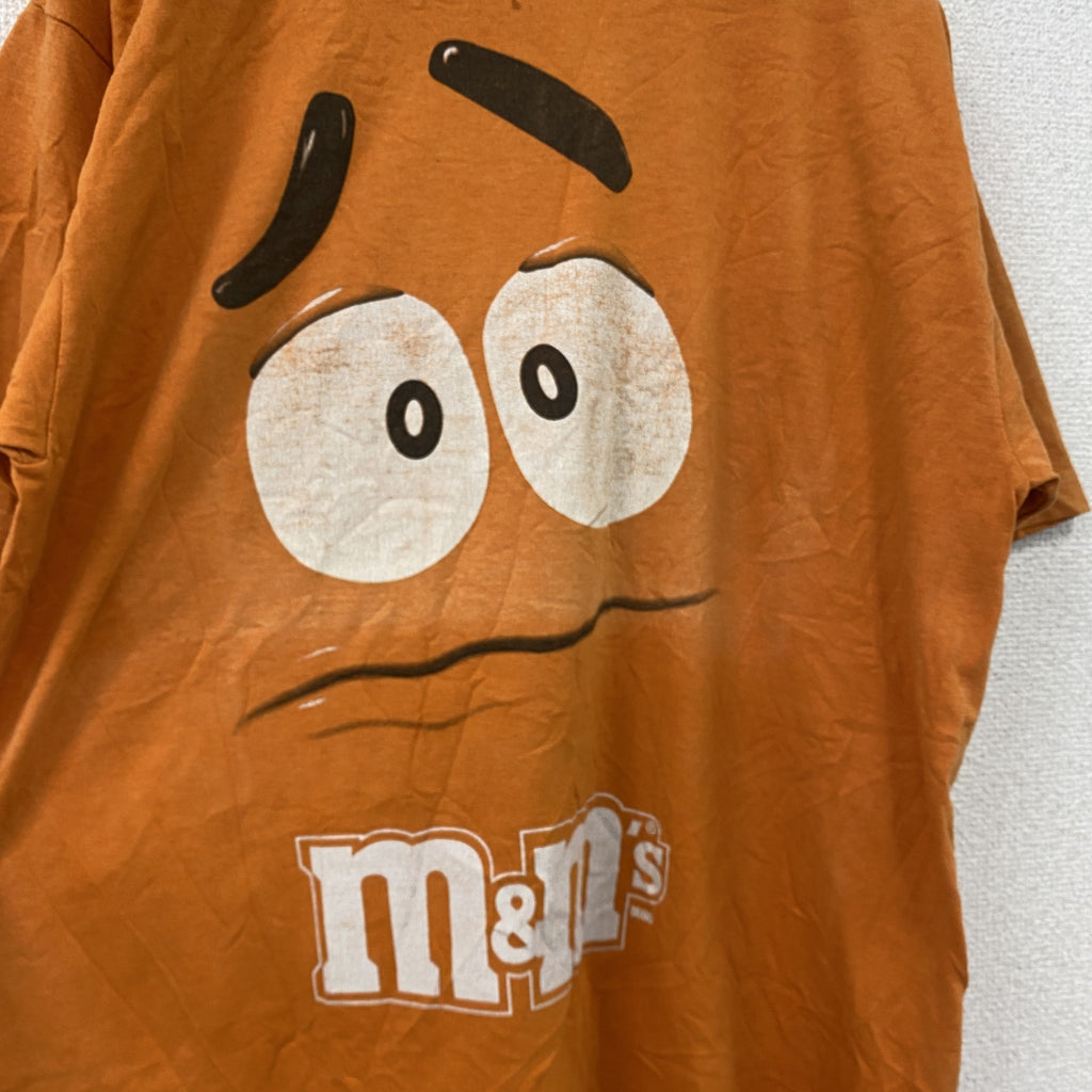 M&M's　エムアンドエムズ　半袖プリントキャラクターTシャツ　ビッグデザイン　クルーネック　橙色　オレンジ