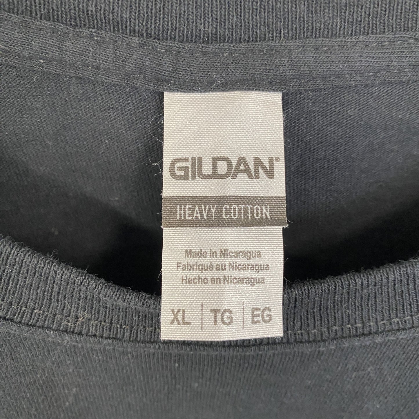 古着 used　GILDAN ギルダン　半袖アニマルプリントTシャツ　クルーネック　レトロデザイン　羊　黒　ブラック　XLサイズ