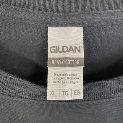 古着 used　GILDAN ギルダン　半袖アニマルプリントTシャツ　クルーネック　レトロデザイン　羊　黒　ブラック　XLサイズ