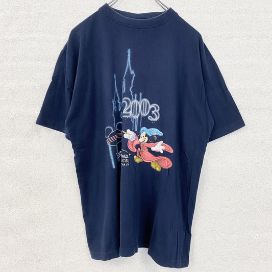 古着 used　Disney　ディズニー　半袖プリントTシャツ　00s　2003　Mickey Mouse　ブラック　黒　Lサイズ