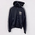 00s　adidas　アディダス　トラックジャケット/ジャージパーカー　デカロゴ　トレフォイルロゴ　ヴィンテージ　黒　ブラック　Sサイズ