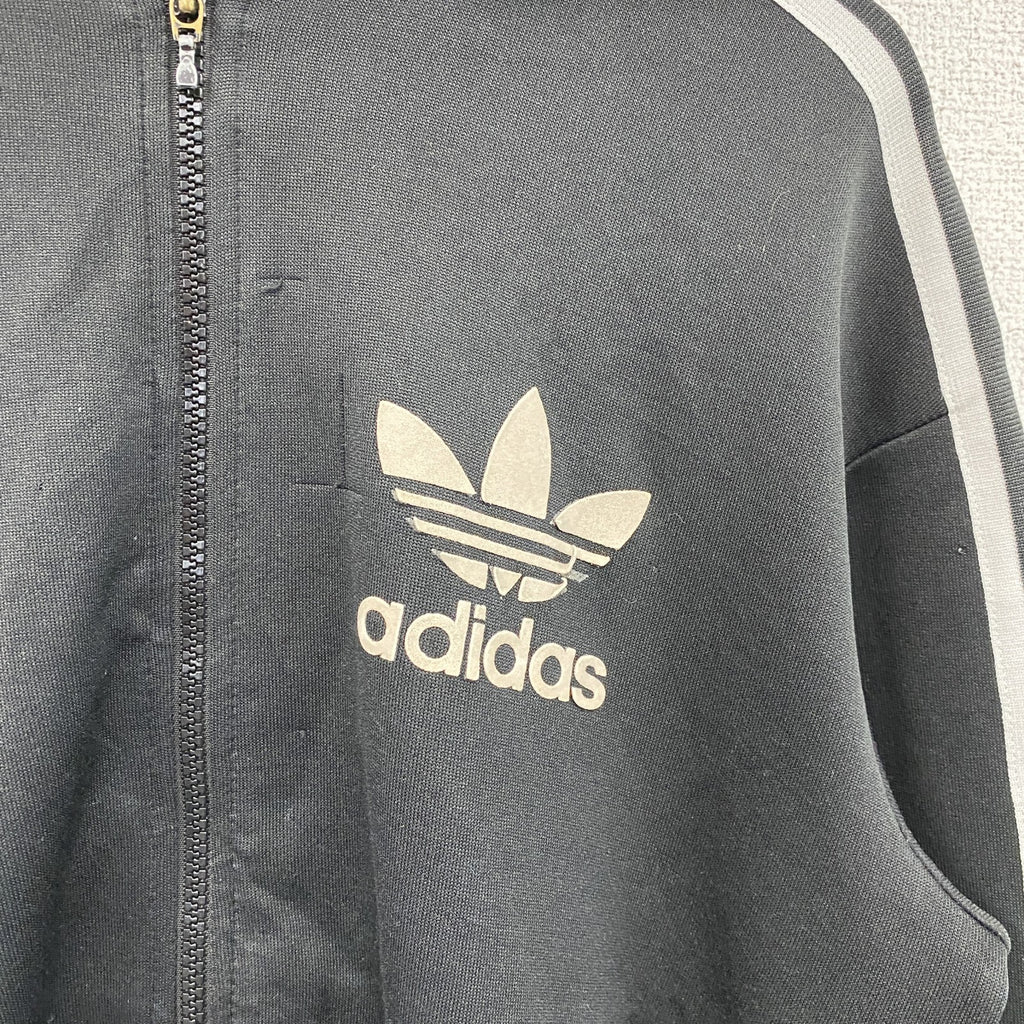 00s　adidas　アディダス　トラックジャケット/ジャージパーカー　デカロゴ　トレフォイルロゴ　ヴィンテージ　黒　ブラック　Sサイズ