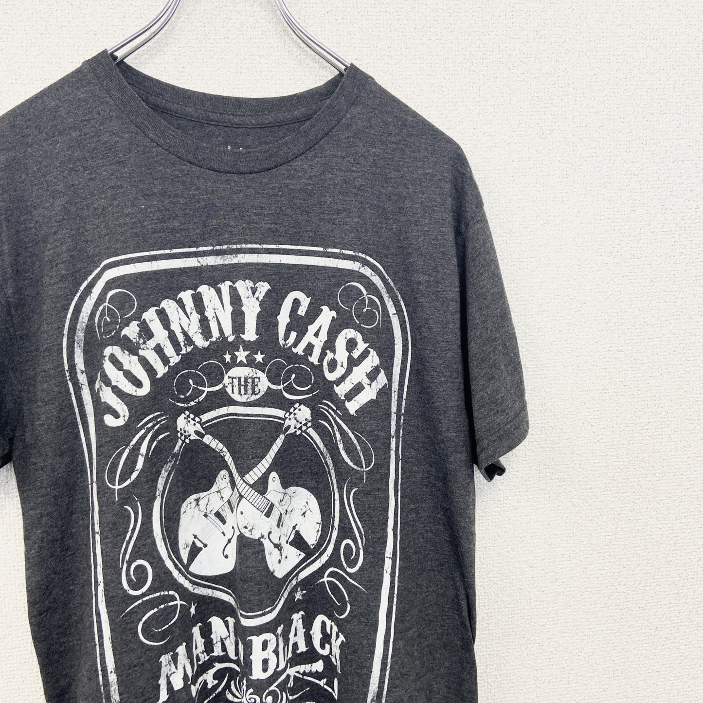 古着 used　Johnny cash ジョニーキャッシュ　半袖バンドプリントtシャツ　グレー　クルーネック　メキシコ製　Mサイズ