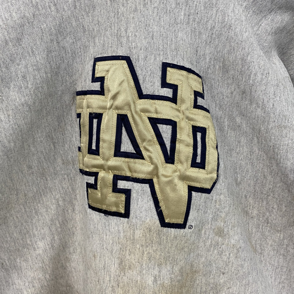 90s　University of Notre Dame　スウェットパーカー/フーディー　ボロ　霜降りグレー　XLサイズ