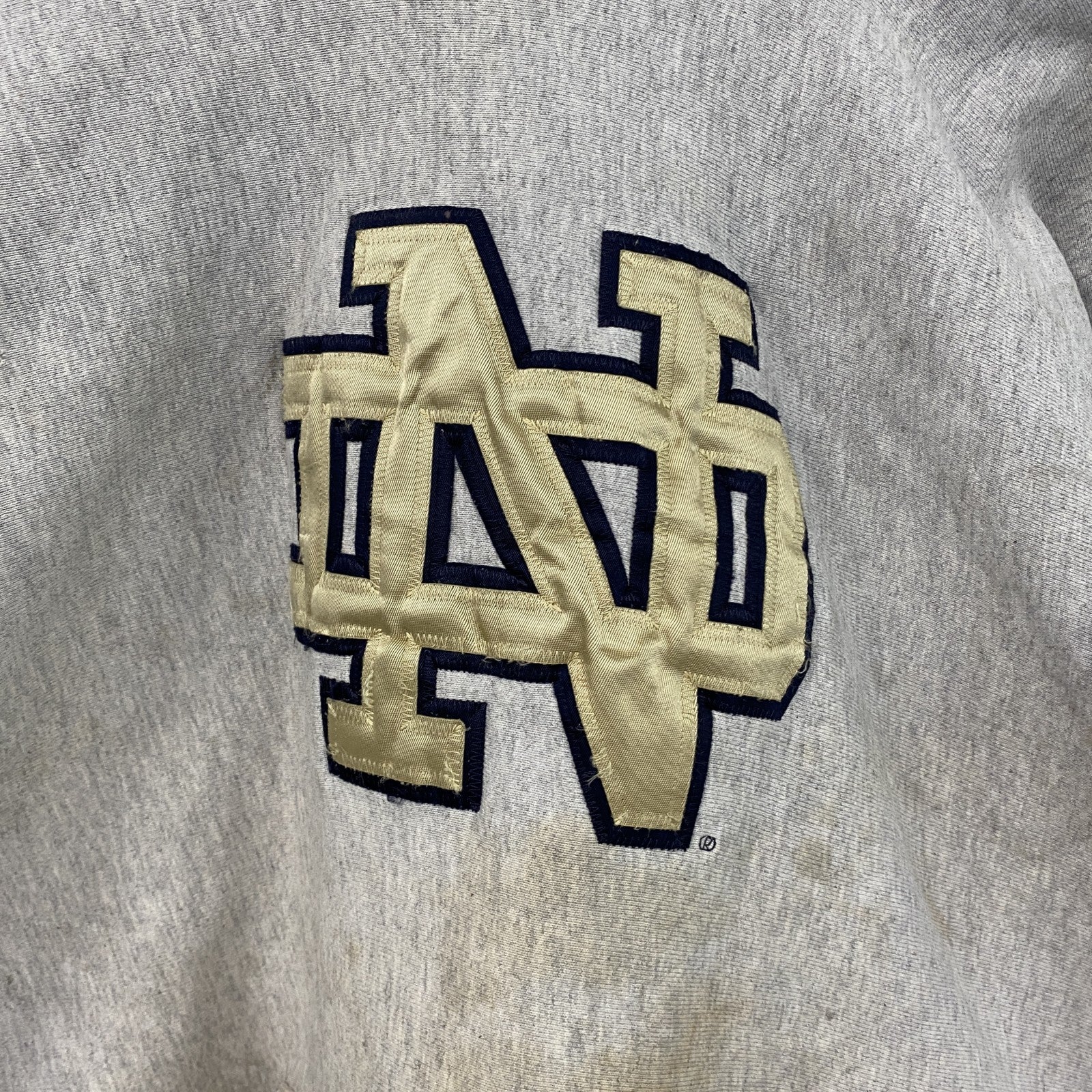 90s　University of Notre Dame　スウェットパーカー/フーディー　ボロ　霜降りグレー　XLサイズ