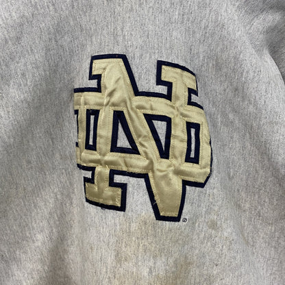 90s　University of Notre Dame　スウェットパーカー/フーディー　ボロ　霜降りグレー　XLサイズ
