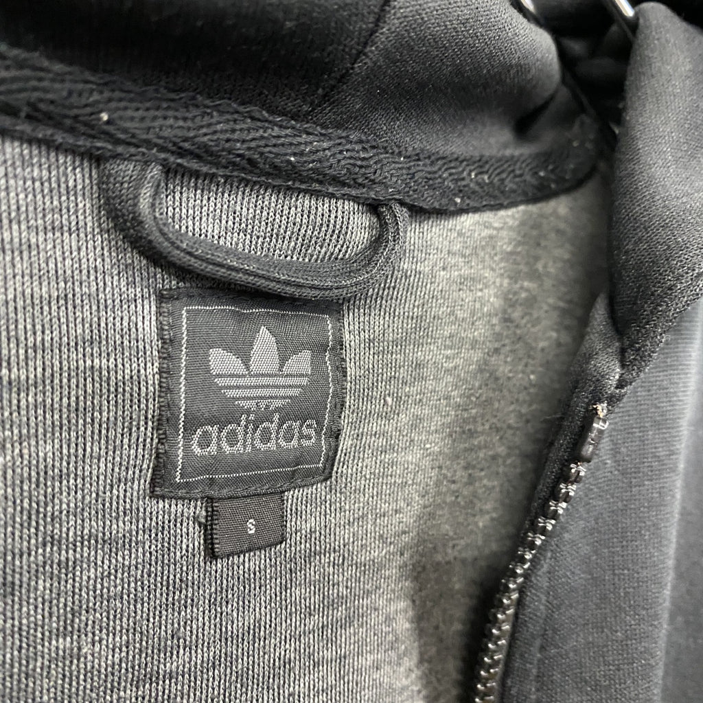 00s　adidas　アディダス　トラックジャケット/ジャージパーカー　デカロゴ　トレフォイルロゴ　ヴィンテージ　黒　ブラック　Sサイズ