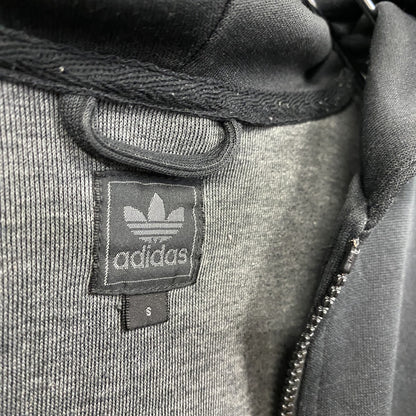 00s　adidas　アディダス　トラックジャケット/ジャージパーカー　デカロゴ　トレフォイルロゴ　ヴィンテージ　黒　ブラック　Sサイズ