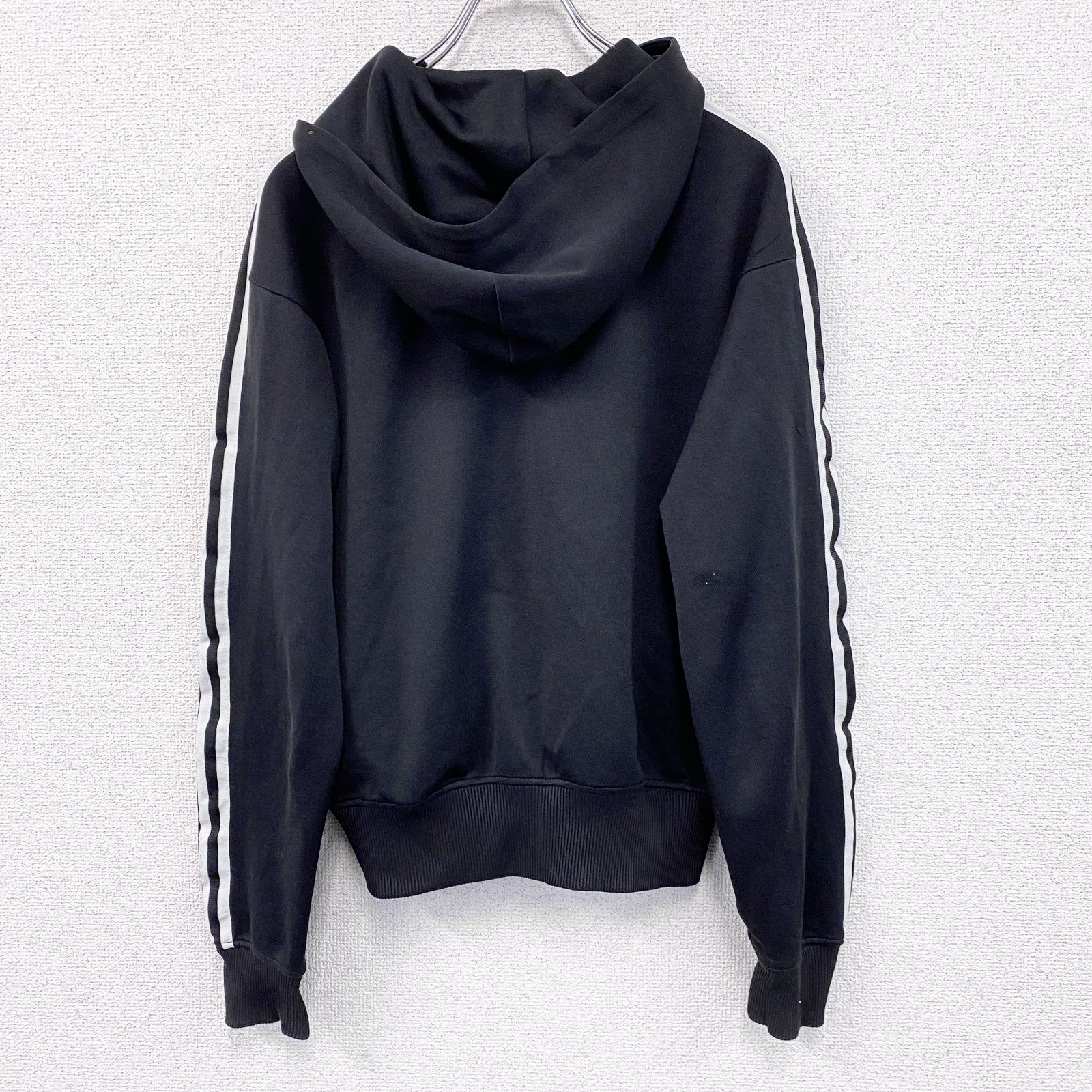 00s　adidas　アディダス　トラックジャケット/ジャージパーカー　デカロゴ　トレフォイルロゴ　ヴィンテージ　黒　ブラック　Sサイズ