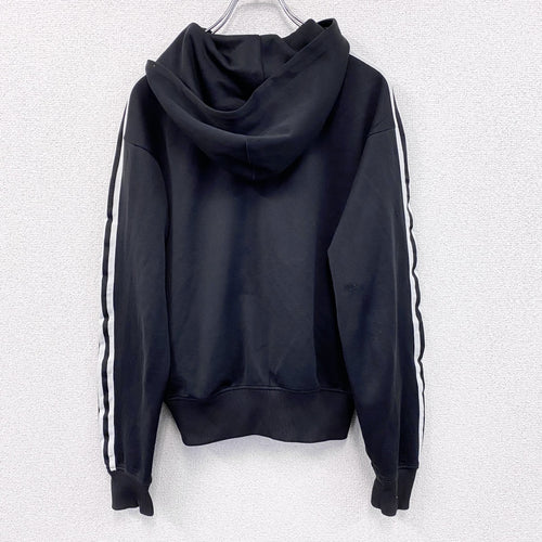 00s　adidas　アディダス　トラックジャケット/ジャージパーカー　デカロゴ　トレフォイルロゴ　ヴィンテージ　黒　ブラック　Sサイズ