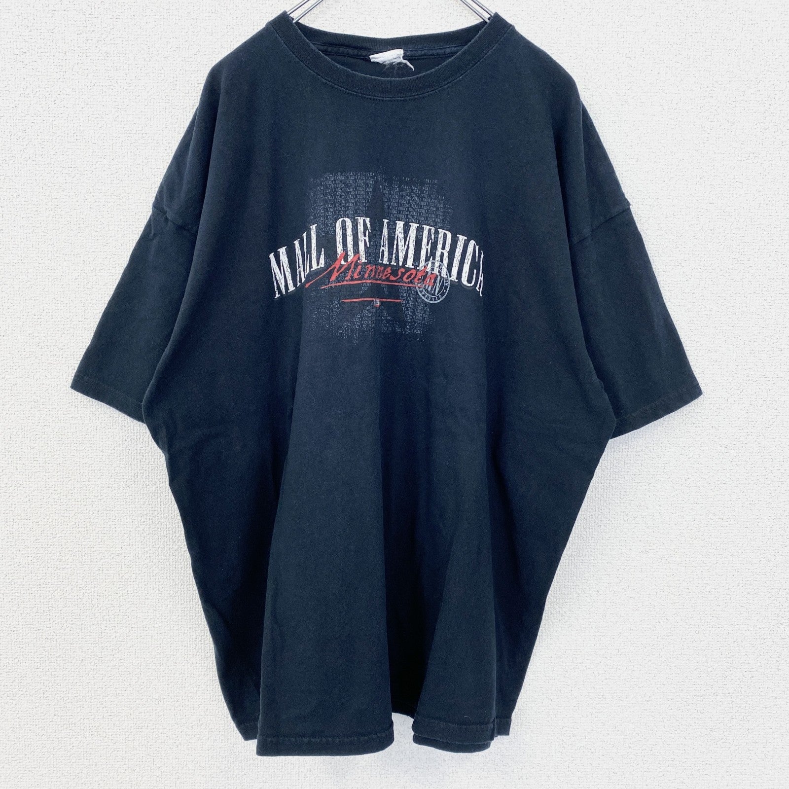 古着 used　半袖ビッグプリントTシャツ　レトロデザイン　AMERICA　アメリカ　クルーネック　黒　ブラック