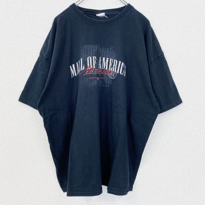 古着 used　半袖ビッグプリントTシャツ　レトロデザイン　AMERICA　アメリカ　クルーネック　黒　ブラック