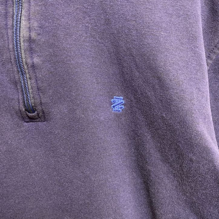 IZOD　アイゾッド　ハーフジップスウェット/トレーナー　フェード　ワンポイント　刺繍ロゴ　ビッグシルエット　紺　ネイビー　Lサイズ