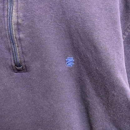 IZOD　アイゾッド　ハーフジップスウェット/トレーナー　フェード　ワンポイント　刺繍ロゴ　ビッグシルエット　紺　ネイビー　Lサイズ