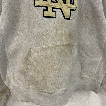 90s　University of Notre Dame　スウェットパーカー/フーディー　ボロ　霜降りグレー　XLサイズ