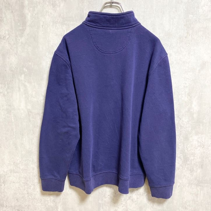 IZOD　アイゾッド　ハーフジップスウェット/トレーナー　フェード　ワンポイント　刺繍ロゴ　ビッグシルエット　紺　ネイビー　Lサイズ