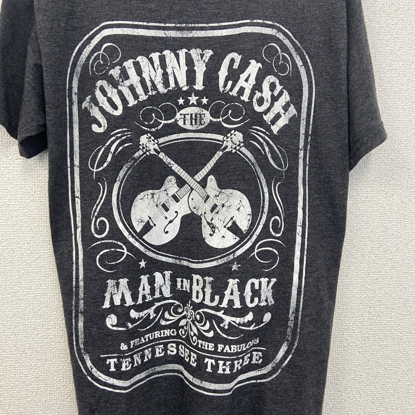 古着 used　Johnny cash ジョニーキャッシュ　半袖バンドプリントtシャツ　グレー　クルーネック　メキシコ製　Mサイズ