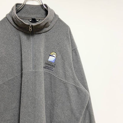 LANDS’END　長袖ハーフジップフリースジャケット　ワンポイント刺繍　グレー　ビッグシルエット　3XLサイズ