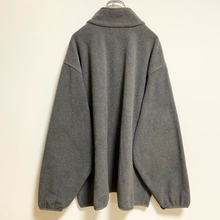 LANDS’END　長袖ハーフジップフリースジャケット　ワンポイント刺繍　グレー　ビッグシルエット　3XLサイズ