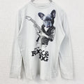 古着 used　ZARA BOYS　長袖アニマルプリントTシャツ　犬　レトロデザイン　クルーネック　白　ホワイト