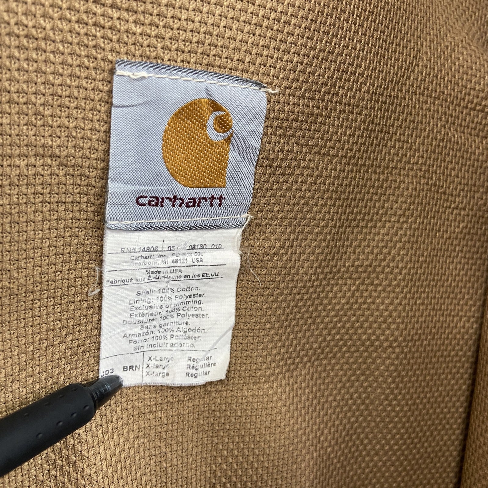 Carhartt　カーハート　アクティブジャケット　サーマルライナー　星タグ　茶色　ブラウン　XLサイズ