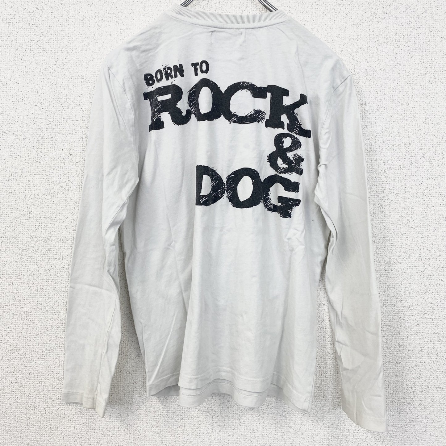古着 used　ZARA BOYS　長袖アニマルプリントTシャツ　犬　レトロデザイン　クルーネック　白　ホワイト