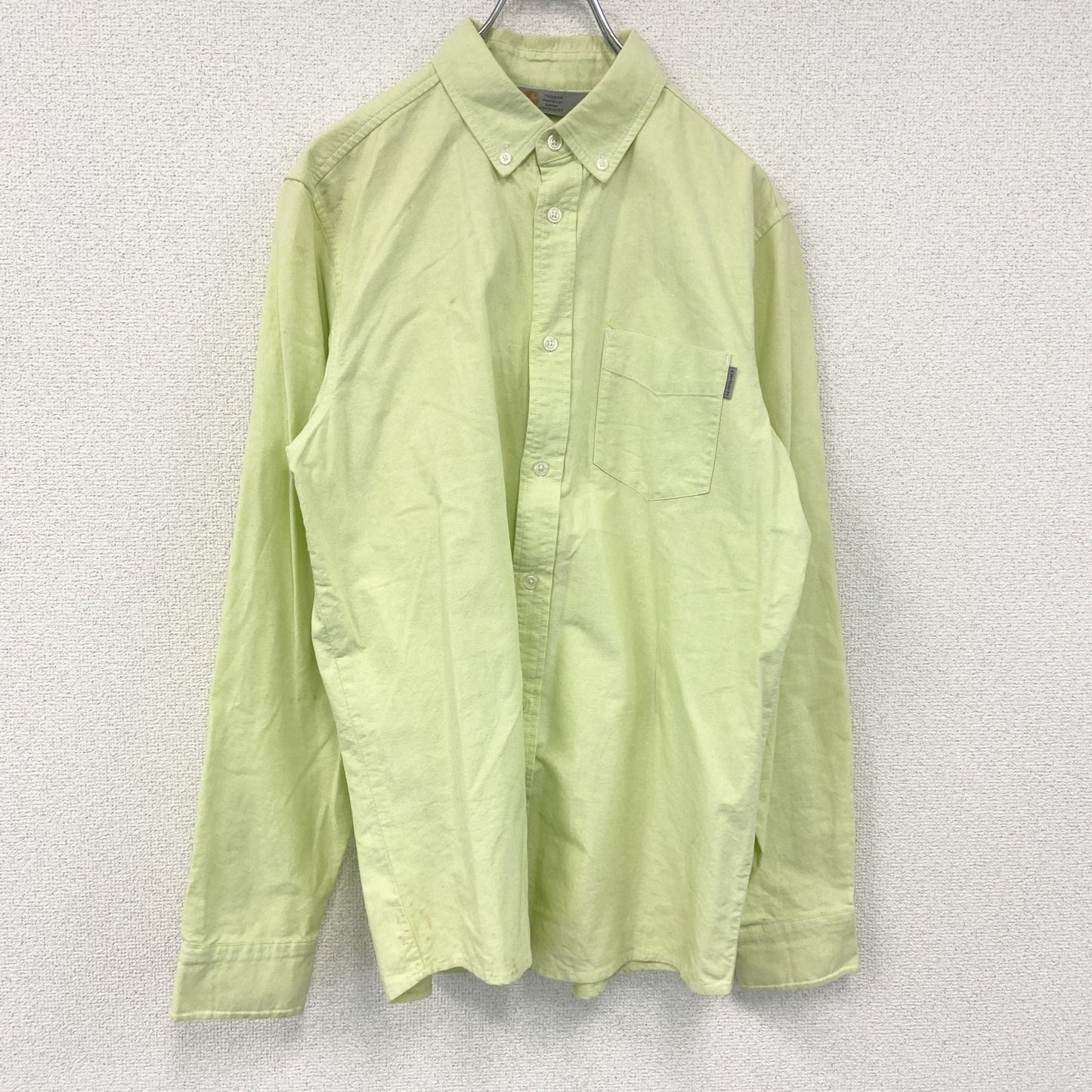 Carhartt　カーハート　長袖ボタンダウンシャツ　黄緑　ライムグリーン　Lサイズ