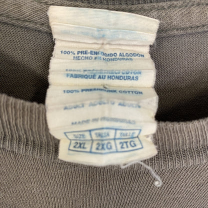 PRO WEIGHT　半袖ビッグプリントTシャツ　インディアン　カリブ　英字プリント　AMERICAN　カーキ　XXLサイズ