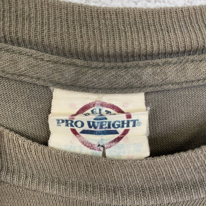 PRO WEIGHT　半袖ビッグプリントTシャツ　インディアン　カリブ　英字プリント　AMERICAN　カーキ　XXLサイズ