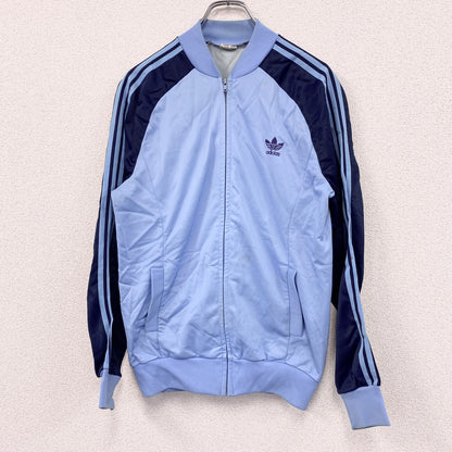 70s～　adidas　アディダス　ATP　ノーカラートラックジャケット/ジャージ　トレフォイルロゴ　ヴィンテージ　青　ブルー