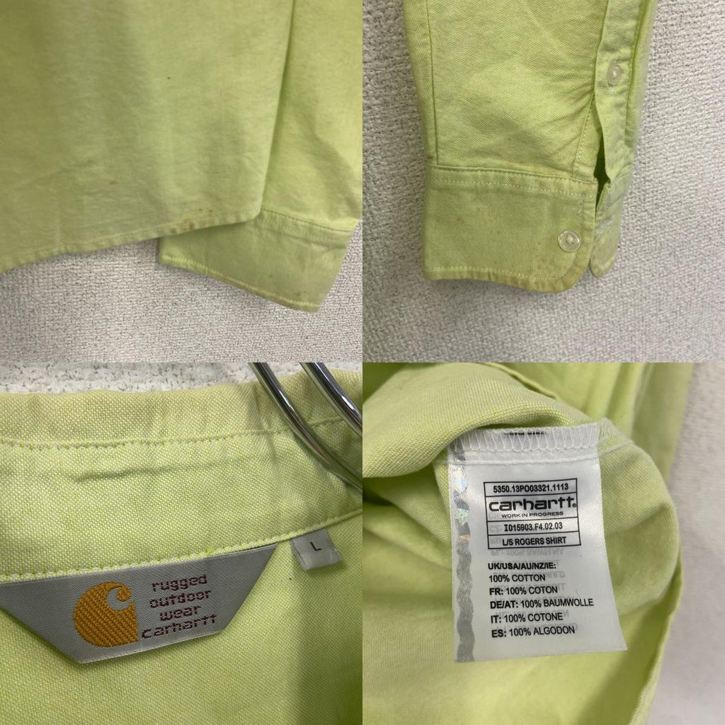 Carhartt　カーハート　長袖ボタンダウンシャツ　黄緑　ライムグリーン　Lサイズ