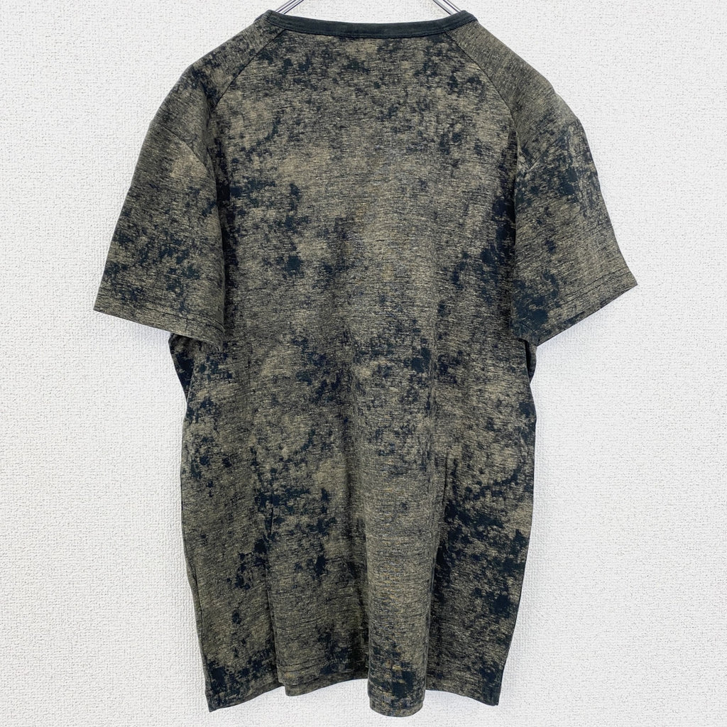 古着 used　ANGELOLITRICO　半袖プリントTシャツ　加工染め　レトロデザイン　クルーネック　黒　ブラック　Mサイズ