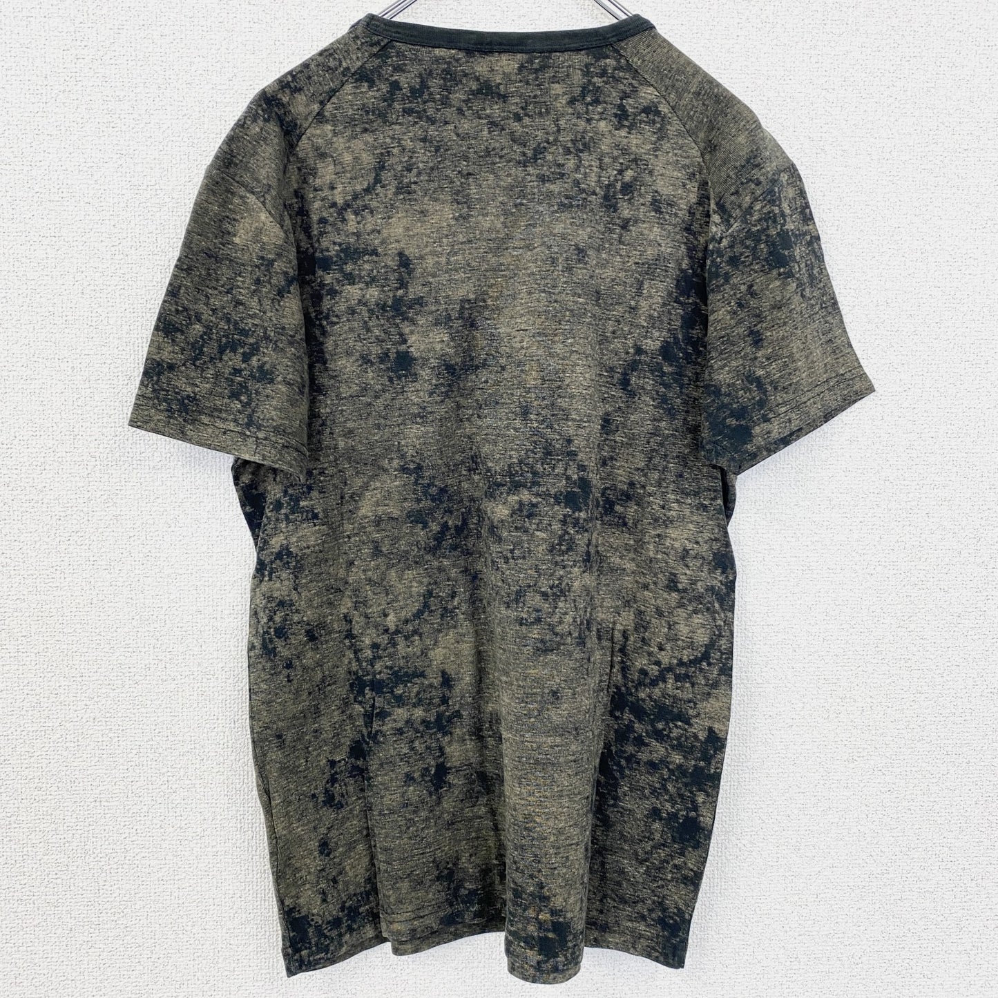 古着 used　ANGELOLITRICO　半袖プリントTシャツ　加工染め　レトロデザイン　クルーネック　黒　ブラック　Mサイズ