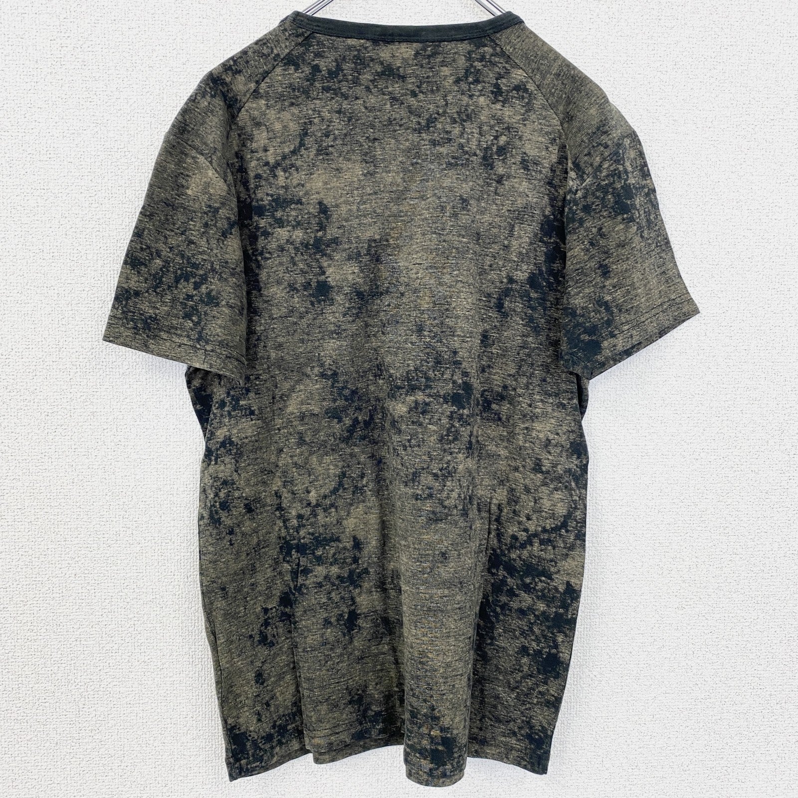 古着 used　ANGELOLITRICO　半袖プリントTシャツ　加工染め　レトロデザイン　クルーネック　黒　ブラック　Mサイズ