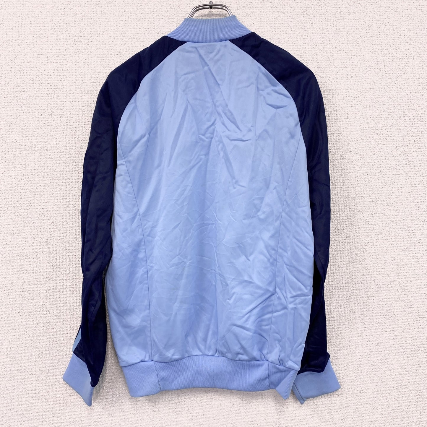70s～　adidas　アディダス　ATP　ノーカラートラックジャケット/ジャージ　トレフォイルロゴ　ヴィンテージ　青　ブルー