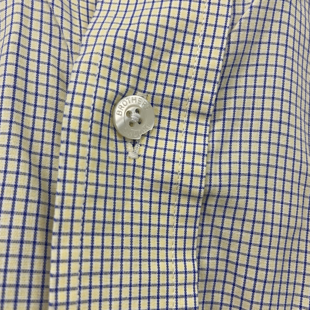 Brooks Brothers　ブルックスブラザーズ　長袖ボタンダウンシャツ　チェック柄　青　ブルー　黄色　イエロー　Mサイズ