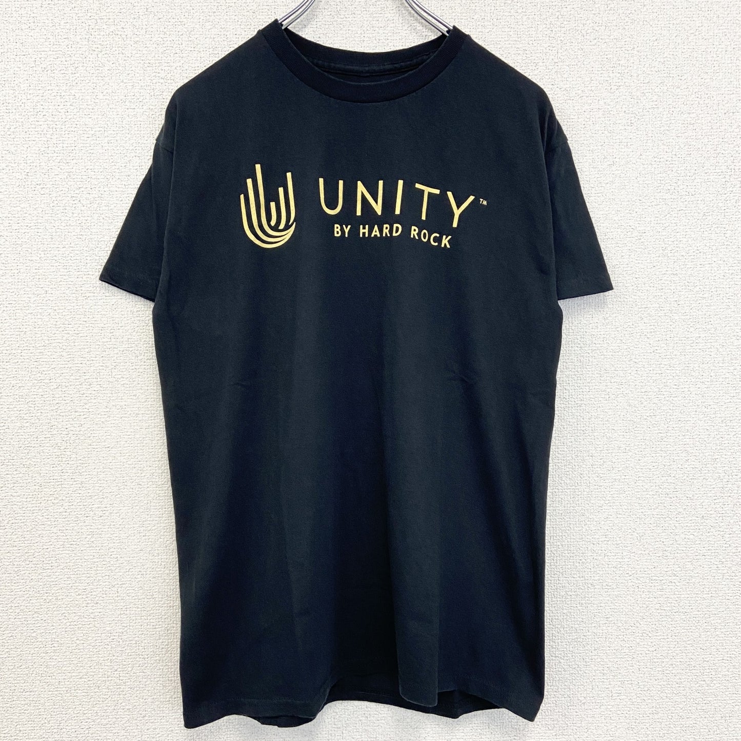 古着 used　UNITY by Hard Rock　ハードロック　半袖プリントTシャツ　黒　ブラック　クルーネック　Mサイズ