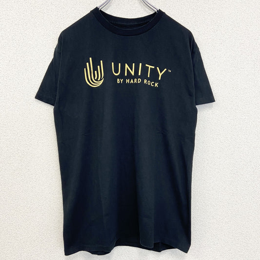 古着 used　UNITY by Hard Rock　ハードロック　半袖プリントTシャツ　黒　ブラック　クルーネック　Mサイズ