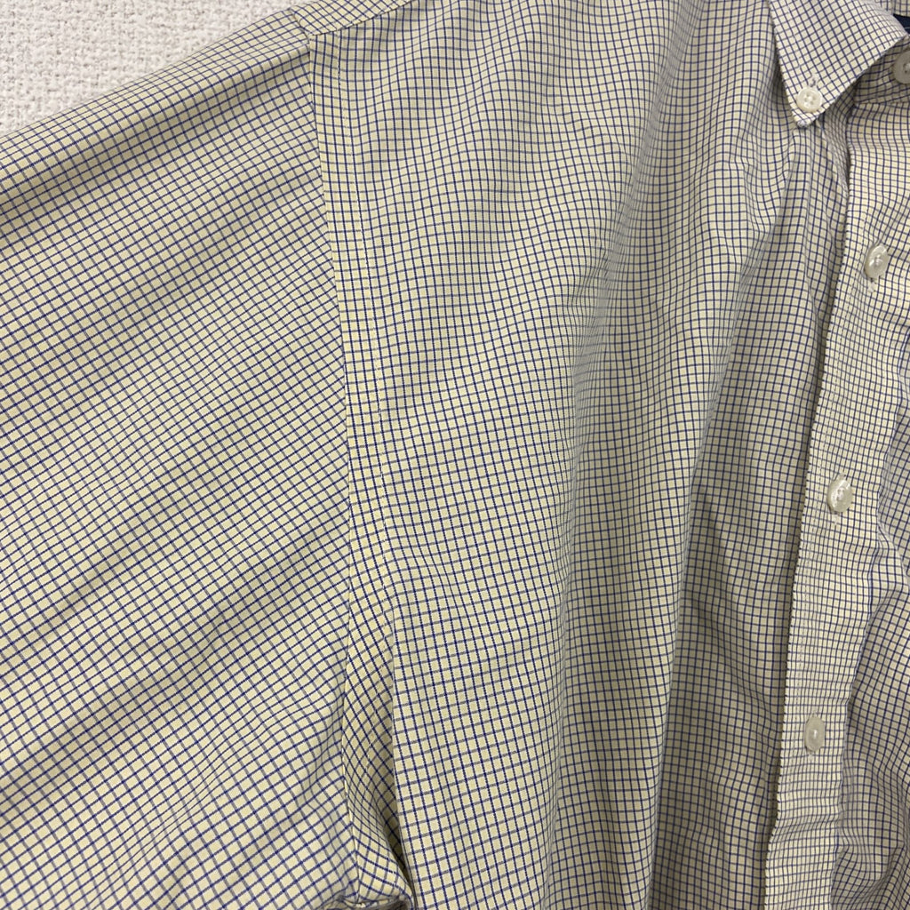 Brooks Brothers　ブルックスブラザーズ　長袖ボタンダウンシャツ　チェック柄　青　ブルー　黄色　イエロー　Mサイズ