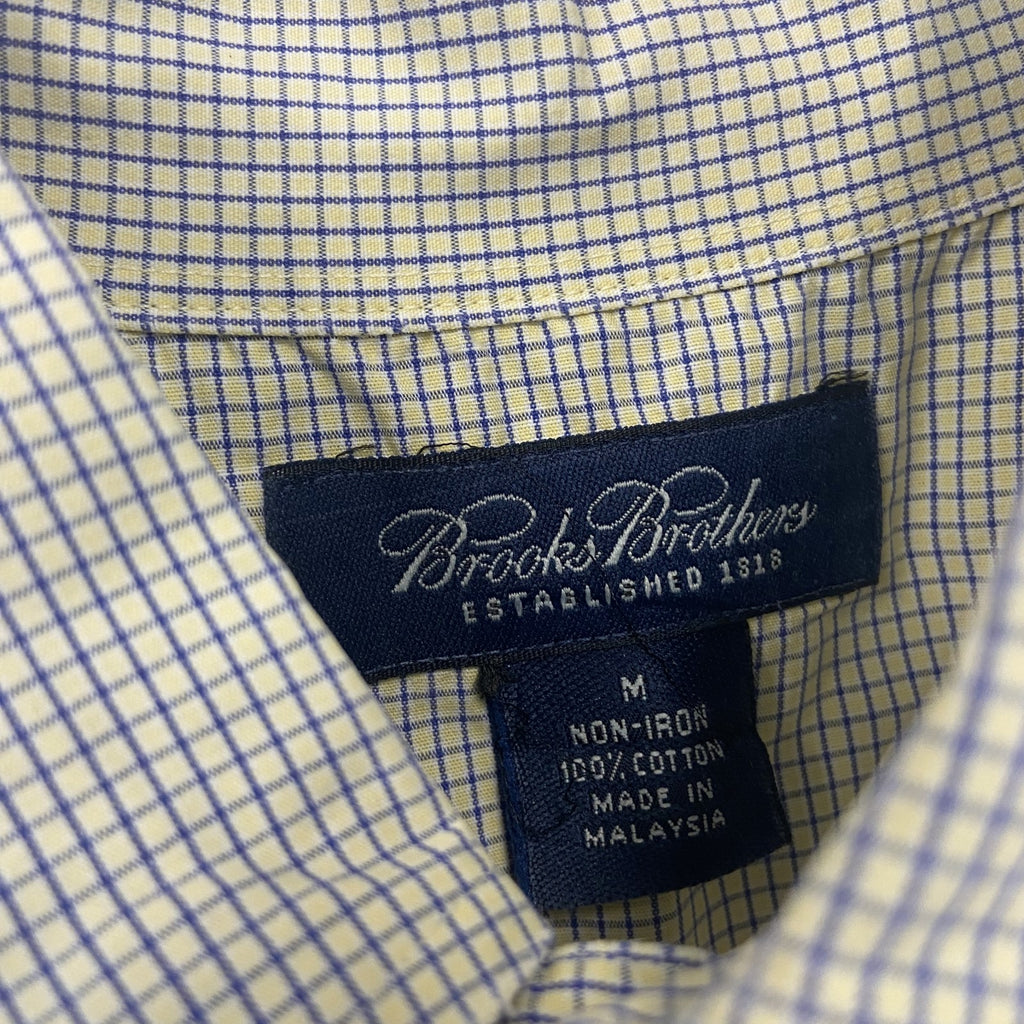 Brooks Brothers　ブルックスブラザーズ　長袖ボタンダウンシャツ　チェック柄　青　ブルー　黄色　イエロー　Mサイズ