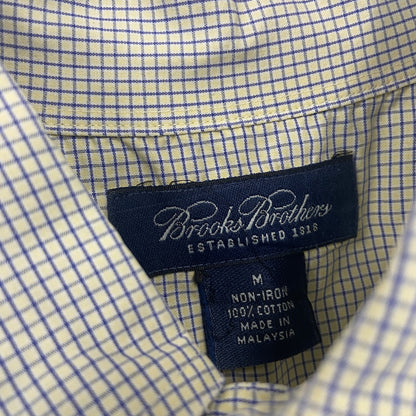 Brooks Brothers　ブルックスブラザーズ　長袖ボタンダウンシャツ　チェック柄　青　ブルー　黄色　イエロー　Mサイズ
