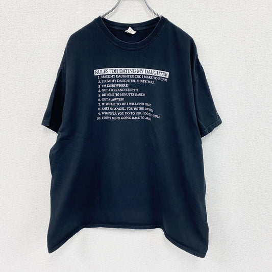 GILDAN　半袖プリントTシャツ　メッセージＴ　黒　ブラック　2XLサイズ